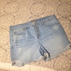 Torrid Buttonfly Distressed Midrise Shorts